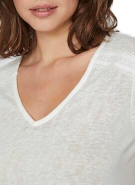 T-shirt Vila Viamer V-Neck Weiß für Damen
