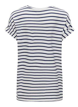 T-Shirt Only Moster V-Neck Streifen Marineblau für Damen