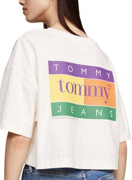 Tommy Jeans Oversize Sommer Weißes T-Shirt für Damen