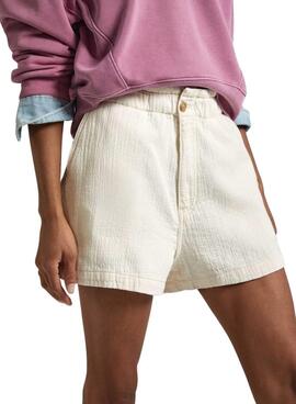 Short Pepe Jeans Ecru Creme für Frauen