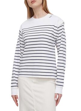 Pullover Pepe Jeans Jena Weiß und Blau für Damen