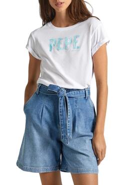 T-Shirt Pepe Jeans Janet Weiß für Damen.