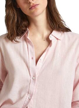 Bluse Pepe Jeans Philly Leinen Rosa für Damen