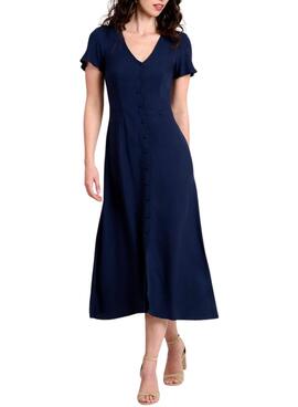 Kleid Naf Naf Knöpfe Marine für Damen