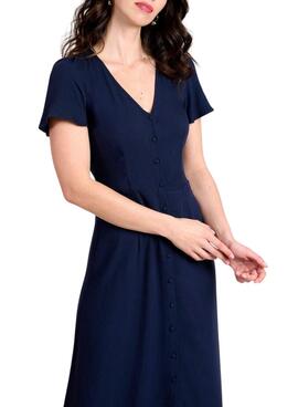 Kleid Naf Naf Knöpfe Marine für Damen