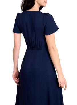 Kleid Naf Naf Knöpfe Marine für Damen