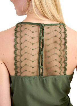Top Naf Naf mit grüner Spitze für Damen
