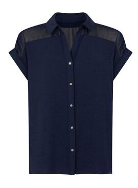 Bluse Naf Naf Halbtransparentes Marineblau für Damen