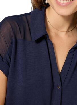 Bluse Naf Naf Halbtransparentes Marineblau für Damen