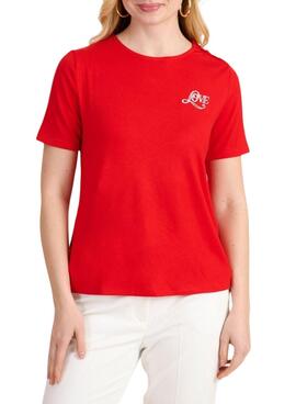 T-Shirt Naf Naf Love Rot für Damen.