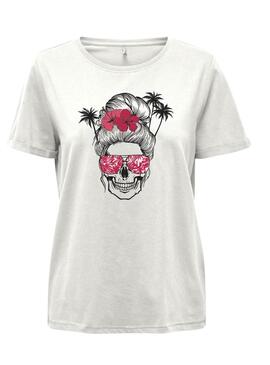 T-Shirt Only Sally Weiß und Fuchsia für Damen