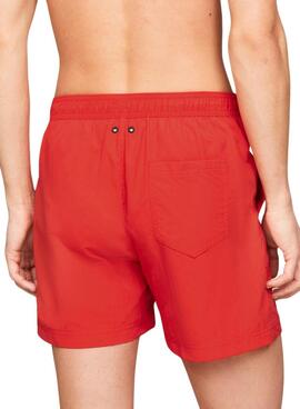 Badehose Tommy Jeans  Kordelzug Seitenband Rot für Herren