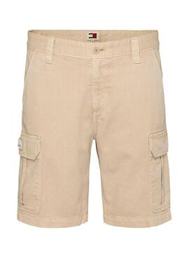 Bermudas Tommy Jeans Ethan Cargo Beige für Herren.