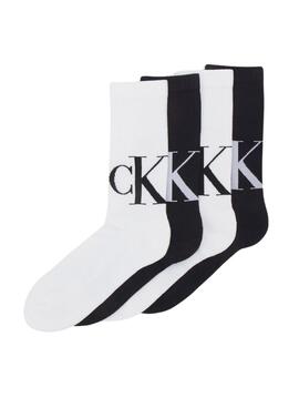 Socken Calvin Klein Jeans Mid Weiß und Schwarz