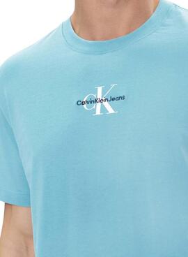 T-Shirt Calvin Klein Jeans Monologo Blau für Herren