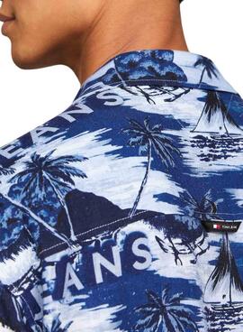 Hemd Tommy Jeans Hawaiian Blau für Herren