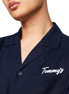 Hemd Tommy Jeans Resort Relaxed Marineblau für Herren.