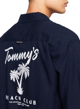 Hemd Tommy Jeans Resort Relaxed Marineblau für Herren.