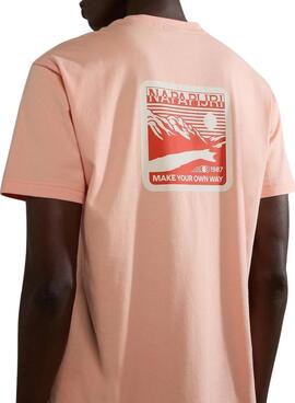 T-shirt Napapijri Gouin Pink für Herren und Damen.