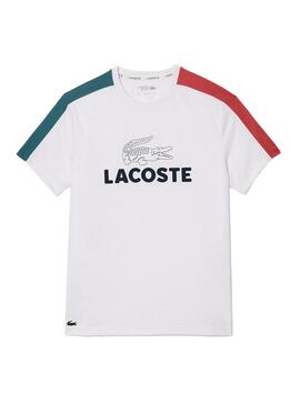 Tennis-Lacoste T-Shirt Colorblock Weiß für Herren
