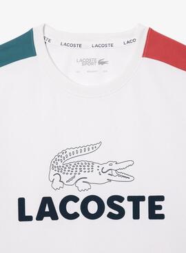 Tennis-Lacoste T-Shirt Colorblock Weiß für Herren