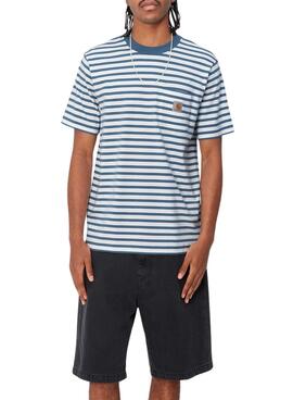 T-Shirt Carhartt Pocket Stripe Blau und Weiß