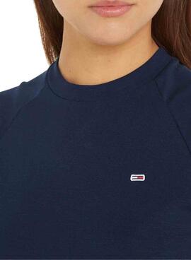 Top Tommy Jeans Slim Crop Babylock Marine für Frauen