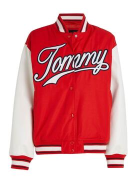 Rote Tommy Jeans Letterman Jacke für Damen