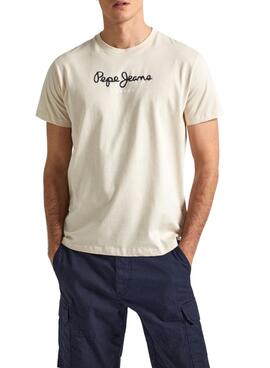 T-Shirt Pepe Jeans Eggo Beige für Herren.