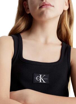 Kleid Calvin Klein Rib Badge Schwarz Mädchen