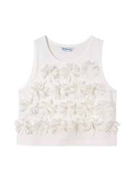 Top Mayoral Blumen Relief Beige für Mädchen