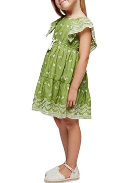 Kleid Mayoral bestickt Grün für Mädchen