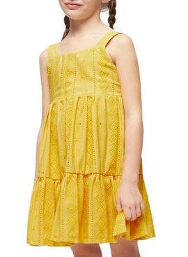 Kleid Mayoral Gelb mit Durchbrüchen für Mädchen