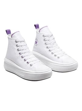 Sneakers Converse Chuck Taylor Move Weiß und Lila.