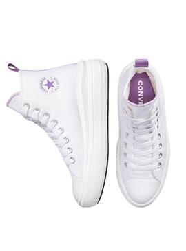 Sneakers Converse Chuck Taylor Move Weiß und Lila.