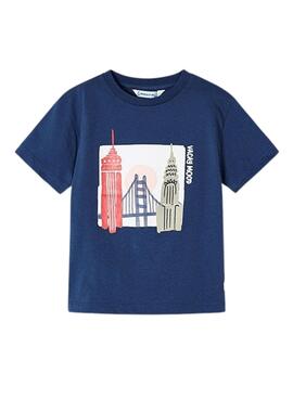 Set T-Shirts Mayoral Indigo und bedruckt für Jungen