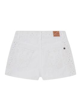 Short Pepe Jeans A-Line Anglaise Weiß für Mädchen