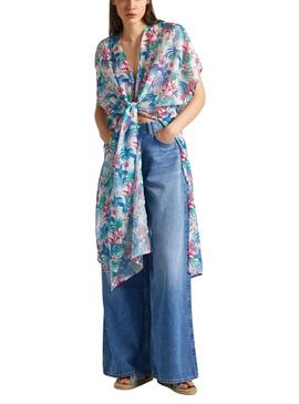 Kaftan Pepe Jeans Hibiscus mit Blumenmuster.