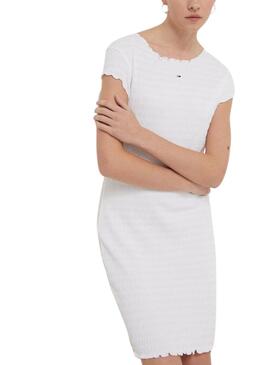 Kleid Tommy Jeans Bodycon Gerafft Weiß