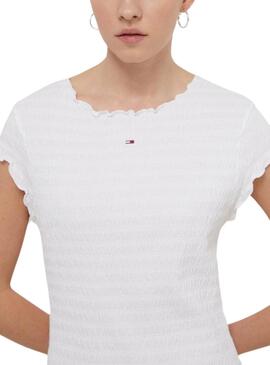 Kleid Tommy Jeans Bodycon Gerafft Weiß