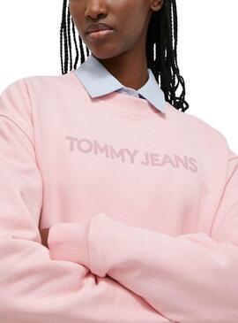 Sweatshirt Tommy Jeans Relaxed Classic Rosa Damen