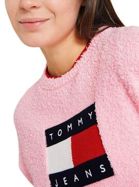 Pullover Tommy Jeans Center Flag Rosa für Damen