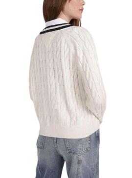 Pullover Tommy Jeans V-Neck Kabel für Damen