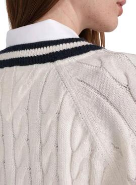 Pullover Tommy Jeans V-Neck Kabel für Damen