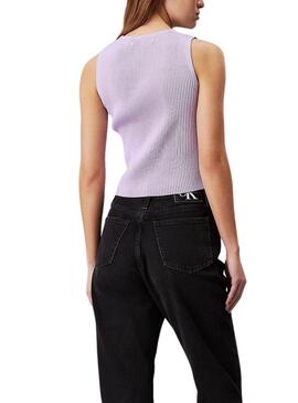 Top Calvin Klein Jeans gewebtes Etikett lila für Frauen