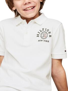 Polo Tommy Hilfiger Monotype Weiß für Jungen