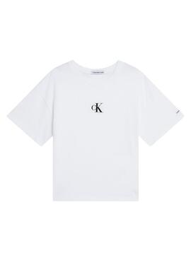 T-Shirt Calvin Klein Logo Boxy Weiß Mädchen