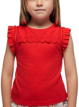 T-Shirt Mayoral Perforiertes Rot für Mädchen