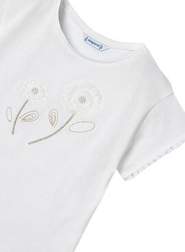 T-Shirt Mayoral Blume Weiß für Mädchen