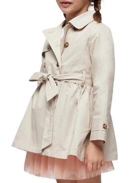 Mayoral Trenchcoat in Beige with Bow for Girls